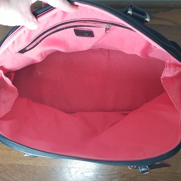 Diane von Fursternberg Dome Travel Tote Duffle Bag Luggage Pink & Black w/ Lock - Picture 7 of 16